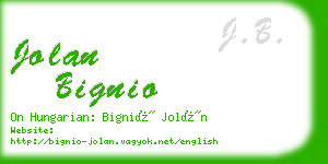 jolan bignio business card